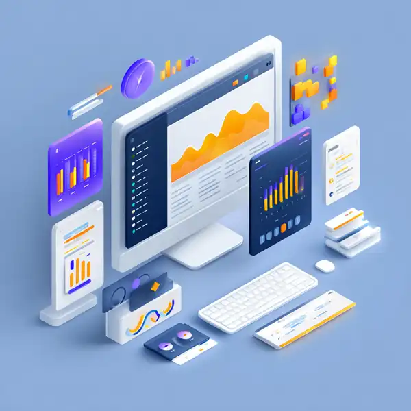 An illustration showing various elements relating to website performance