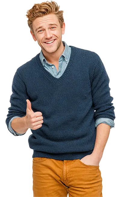 A young man giving a thumbs up for SEO services